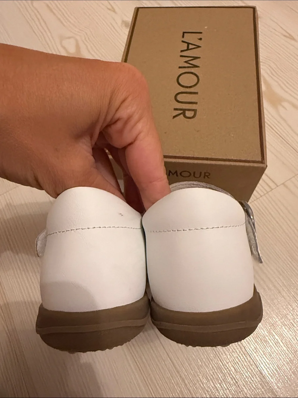 L'Amour White Mary Jane Kids Dress Shoes
